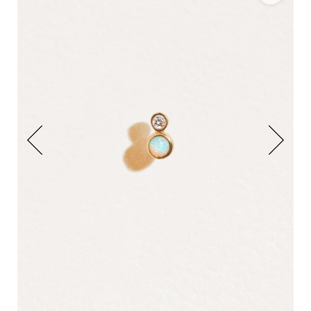 Pamela Love Double Dot Stud Earring Threaded End Yellow Gold Diamond Opal